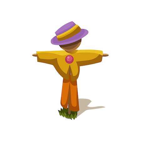 simsearch:400-08556550,k - Scarecrow Simplified Cute Illustration In Childish Colorful Flat Vector Design Isolated On White Background Fotografie stock - Microstock e Abbonamento, Codice: 400-08556543