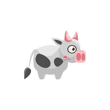 simsearch:400-08557247,k - Cow Simplified Cute Illustration In Childish Colorful Flat Vector Design Isolated On White Background Stock Photo - Budget Royalty-Free & Subscription, Code: 400-08556554