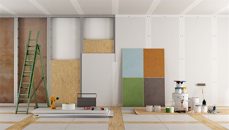 simsearch:400-08796800,k - architectural restoration of an old room and selection of the color swatch - 3d rendering Foto de stock - Royalty-Free Super Valor e Assinatura, Número: 400-08556627