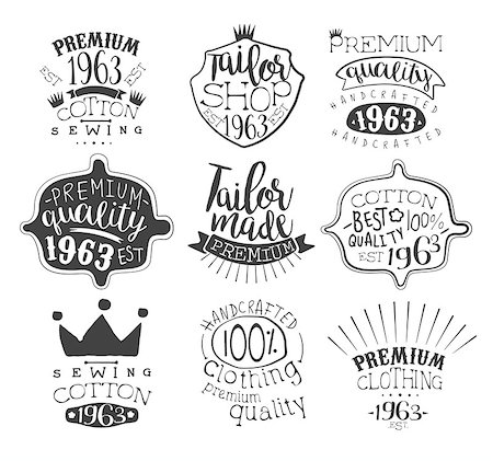 simsearch:400-08650986,k - Taylor Shop Vintage Stamp Collection Of Monochrome Vector Design Labels On White Background Stock Photo - Budget Royalty-Free & Subscription, Code: 400-08556764