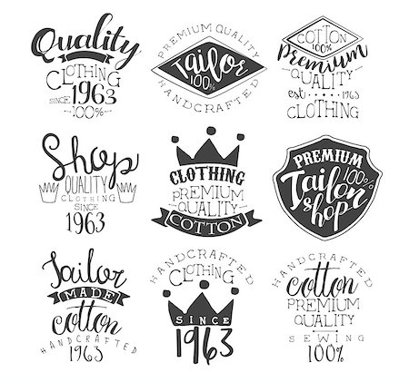 simsearch:400-08651035,k - Sewing Shop Vintage Stamp Collection Of Monochrome Vector Design Labels On White Background Fotografie stock - Microstock e Abbonamento, Codice: 400-08556766