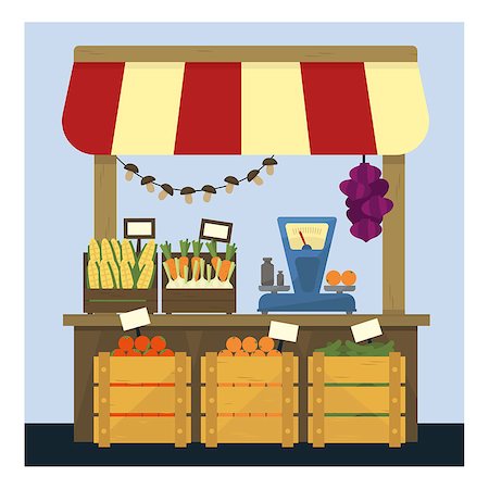 scales market fruits - Market Stand With Fresh Vegetables Flat Simple Colorful Design Vector Illustration Stock Photo - Budget Royalty-Free & Subscription, Code: 400-08556762