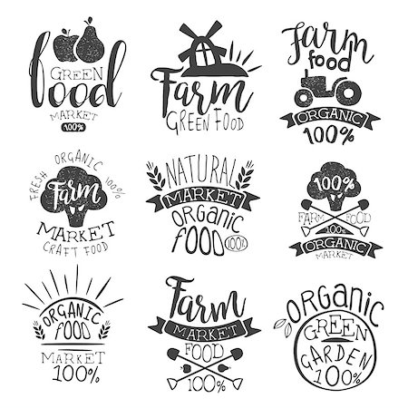 simsearch:400-09114224,k - Farm Products Market Vintage Stamp Collection Of Monochrome Vector Design Labels On White Background Stock Photo - Budget Royalty-Free & Subscription, Code: 400-08556773