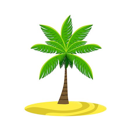 simsearch:400-08108799,k - Single Palm Tree On The Beach Flat Isolated Colorful Vector Design Illustration On White Background Photographie de stock - Aubaine LD & Abonnement, Code: 400-08556814