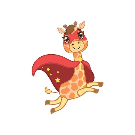 simsearch:400-08557140,k - Giraffe In Superhero Costume Outlined Flat Vector Illustration In Cute Girly Cartoon Style Isolated On White Background Stockbilder - Microstock & Abonnement, Bildnummer: 400-08556834