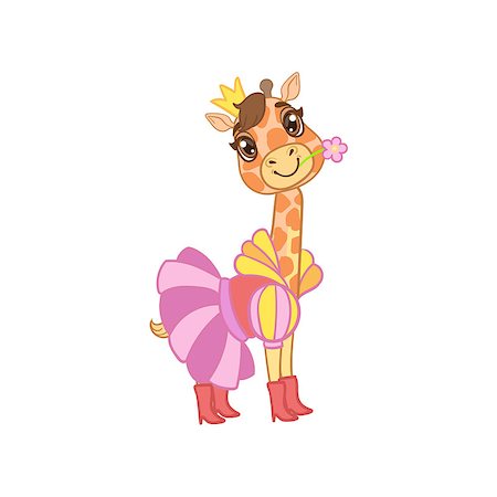 simsearch:400-08557140,k - Giraffe Dressed As Princess Outlined Flat Vector Illustration In Cute Girly Cartoon Style Isolated On White Background Stockbilder - Microstock & Abonnement, Bildnummer: 400-08556837