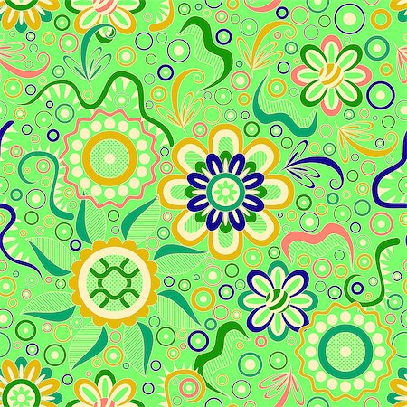 simsearch:400-08752377,k - Abstract Seamless Background with Symbolical Colorful Patterns and Floral Ornaments. Vector Stockbilder - Microstock & Abonnement, Bildnummer: 400-08556940