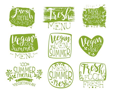 simsearch:400-06738835,k - Vegan Menu Vintage Stamp Collection Of Monochrome Vector Design Labels On White Background Stock Photo - Budget Royalty-Free & Subscription, Code: 400-08557066