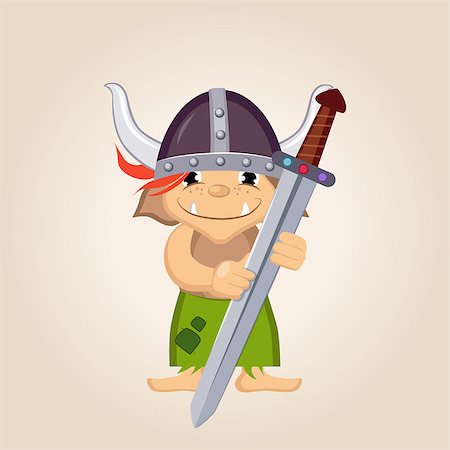 simsearch:400-08556910,k - Little Kid Dressed As Viking Flat Bright Color Simplified Vector Illustration In Fun Cartoon Style Design Stock Photo - Budget Royalty-Free & Subscription, Code: 400-08557075