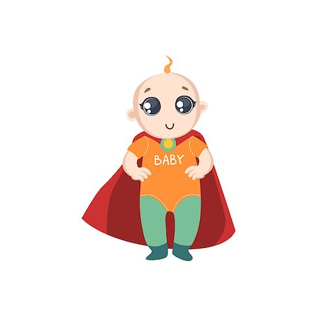 simsearch:400-08557140,k - Baby Dressed As Superhero With Red Cape Funny And Adorable Flat Isolated Vector Design Illustration On White Background Stockbilder - Microstock & Abonnement, Bildnummer: 400-08557137