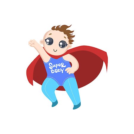 simsearch:400-08557140,k - Toddler Dressed As Superhero With Red Cape Funny And Adorable Flat Isolated Vector Design Illustration On White Background Stockbilder - Microstock & Abonnement, Bildnummer: 400-08557139
