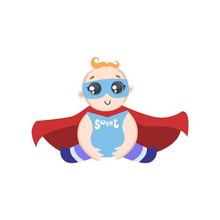 Baby Dressed As Superhero With Mask Funny And Adorable Flat Isolated Vector Design Illustration On White Background Stock Photo - Budget Royalty-Free & Subscription, Code: 400-08557141