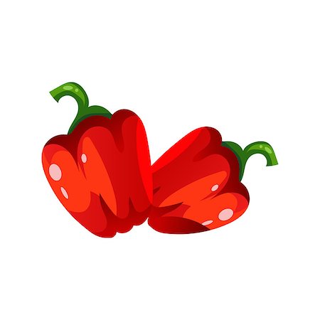 simsearch:400-08556550,k - Sweet Pepper Bright Color Simple Illustration In Flat Vector Cartoon Design Isolated On White Background Fotografie stock - Microstock e Abbonamento, Codice: 400-08557150