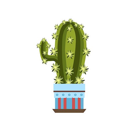 pot sticker - Tall Cactus With One Branch In A Pot Flat Cartoon Childish Style  Vector Icon Isolated On White Background Stock Photo - Budget Royalty-Free & Subscription, Code: 400-08557200