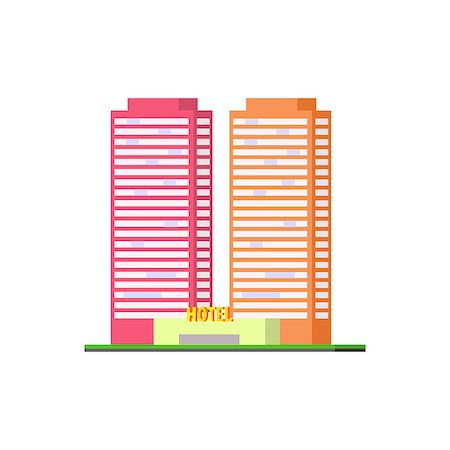 Urban Hotel Building Vector Design Simple Graphic Illustration On White Background Stock Photo - Budget Royalty-Free & Subscription, Code: 400-08557227