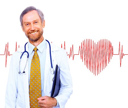 simsearch:700-06701971,k - smiling doctor on the background heart rate Foto de stock - Super Valor sin royalties y Suscripción, Código: 400-08550774