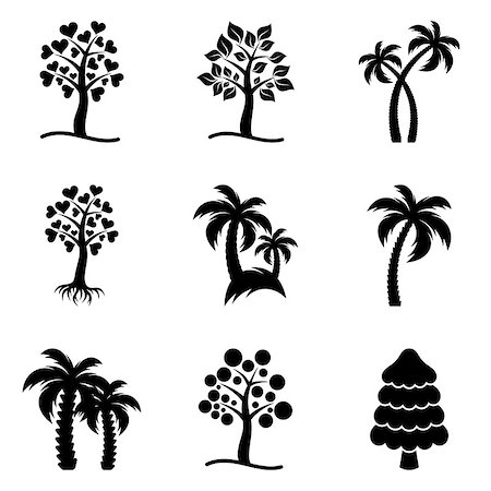 simsearch:400-09121794,k - Black abstract vector tree icons collection isolated Stock Photo - Budget Royalty-Free & Subscription, Code: 400-08550822