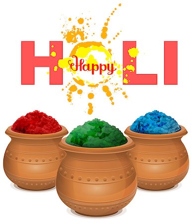 simsearch:400-08833647,k - Happy holi. Holi paint pot. Ceramic pot with paint. Isolated on white vector illustration Photographie de stock - Aubaine LD & Abonnement, Code: 400-08550937