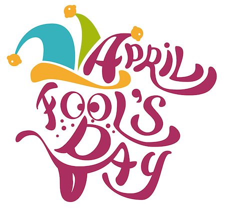 simsearch:400-09065162,k - 1 April Fools Day. Clowns cap with bells. April Fools Day lettering text for greeting card. Isolated on white vector illustration Stock Photo - Budget Royalty-Free & Subscription, Code: 400-08550942