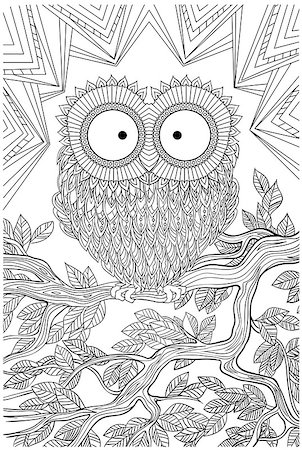 sitting colouring cartoon - unique coloring book page for adults - joy to older children and adult colorists, who like line art and creation, vector illustration Stock Photo - Budget Royalty-Free & Subscription, Code: 400-08551042