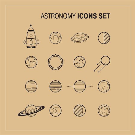 simsearch:400-04545678,k - Minimalistic Astronomy Icons Stock Photo - Budget Royalty-Free & Subscription, Code: 400-08551176