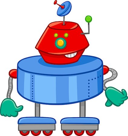 simsearch:400-08813093,k - Cartoon Illustration of Robot or Droid Funny Character Stockbilder - Microstock & Abonnement, Bildnummer: 400-08551285