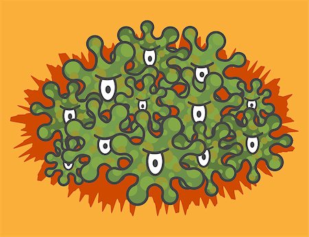 Couple of green angry microbes. Cartoon bacterias illustration Stockbilder - Microstock & Abonnement, Bildnummer: 400-08551346