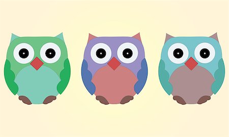 simsearch:400-08557267,k - Illustrated set of owls Stock Photo - Budget Royalty-Free & Subscription, Code: 400-08551375