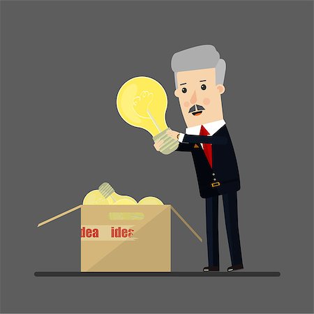 Lucky businessman has an idea. Business concept cartoon vector illustration Stock Photo - Budget Royalty-Free & Subscription, Code: 400-08551386