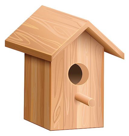 simsearch:400-06520273,k - Wooden house for bird. Nesting box. Isolated on white vector illustration Stock Photo - Budget Royalty-Free & Subscription, Code: 400-08551412
