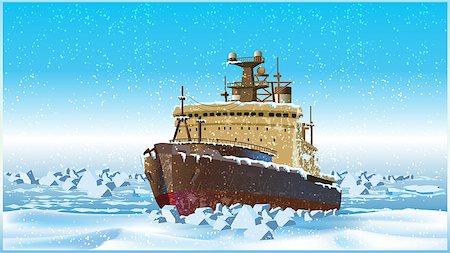 simsearch:400-05159933,k - Vector illustration on the theme of the north. Icebreaker in the ice of the Arctic Ocean Stock Photo - Budget Royalty-Free & Subscription, Code: 400-08551643