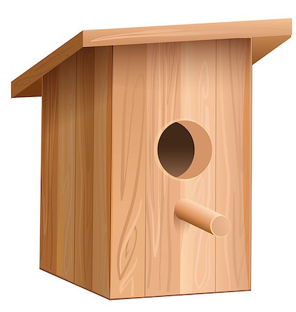 simsearch:400-06520273,k - Wooden house for bird. Nesting box. Isolated on white vector illustration Stock Photo - Budget Royalty-Free & Subscription, Code: 400-08551739