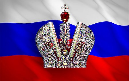 Big Imperial Crown Over Russian Flag. 3D Scene. Stock Photo - Budget Royalty-Free & Subscription, Code: 400-08551732