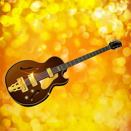 drstokvektor (artist) - Vector illustration of musical jazz guitar against a bright background with the flash. Stockbilder - Microstock & Abonnement, Bildnummer: 400-08552156