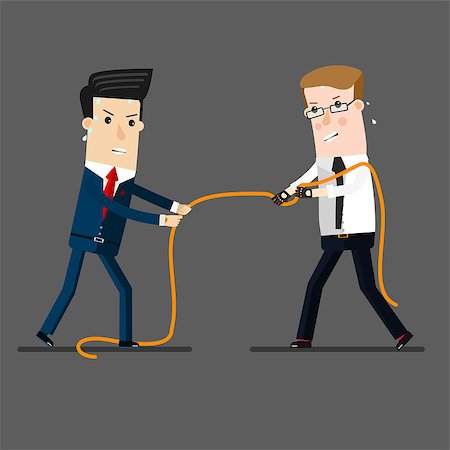 simsearch:400-05009097,k - two businessmen in a tug of war battle, for leadership or business competition.  Business concept cartoon vector illustration Stock Photo - Budget Royalty-Free & Subscription, Code: 400-08552187