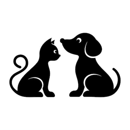 dog ear cartoon - Black vector cat and dog high quality icons Stock Photo - Budget Royalty-Free & Subscription, Code: 400-08552293