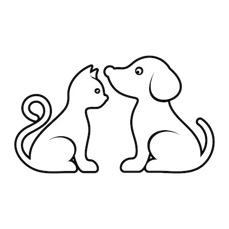 simsearch:400-08750179,k - Vector cat and dog high quality outline illustration Stock Photo - Budget Royalty-Free & Subscription, Code: 400-08552308
