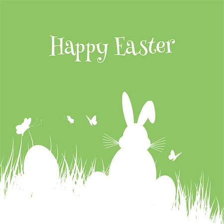 rabbit butterfly picture - Easter background with silhouette of easter bunny and eggs Stock Photo - Budget Royalty-Free & Subscription, Code: 400-08552321