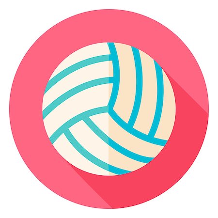 Volleyball Circle Icon. Flat Design Vector Illustration with Long Shadow. Sport Activity and Fitness Lifestyle Symbol. Stock Photo - Budget Royalty-Free & Subscription, Code: 400-08552439