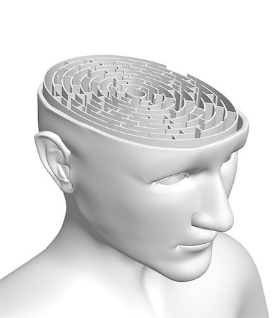 Human head with brain in the form of the maze. Isolated on white background Stock Photo - Budget Royalty-Free & Subscription, Code: 400-08552448