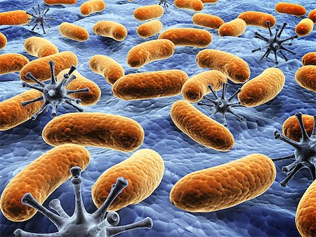 simsearch:400-04337180,k - Different pathogen bacteria on the surface.  3d render Stock Photo - Budget Royalty-Free & Subscription, Code: 400-08552442