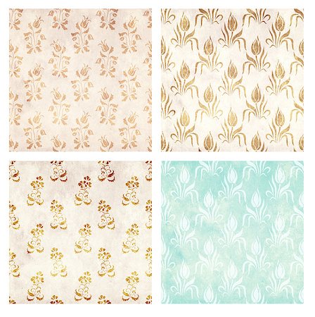 soiled - Collection of seamless grunge backgrounds with floral pattern and paper texture Stock Photo - Budget Royalty-Free & Subscription, Code: 400-08552459