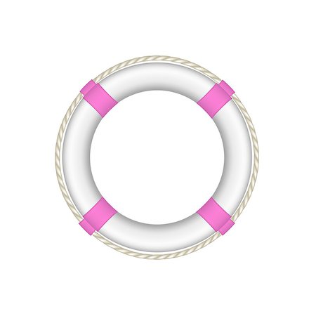 simsearch:400-06137379,k - Life buoy in white and pink design with rope around on white background Stockbilder - Microstock & Abonnement, Bildnummer: 400-08552738
