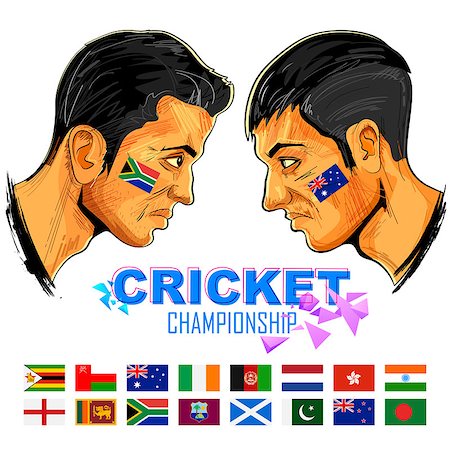 illustration of cricket player of different participating countries showing revenge Stock Photo - Budget Royalty-Free & Subscription, Code: 400-08552854