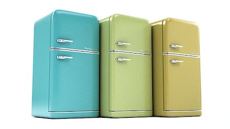 retro refrigerator on a white background Stock Photo - Budget Royalty-Free & Subscription, Code: 400-08552862