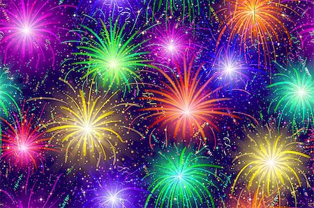 simsearch:400-08553045,k - Firework Background Seamless of Various Colors. Pattern for Holiday Design Foto de stock - Super Valor sin royalties y Suscripción, Código: 400-08553044