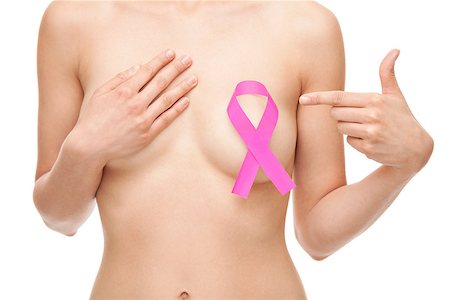 simsearch:400-07745360,k - Woman with a pink breast cancer awareness ribbon Photographie de stock - Aubaine LD & Abonnement, Code: 400-08553104