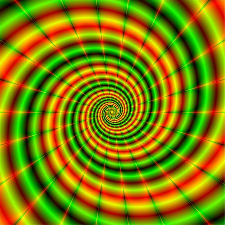 simsearch:400-06067180,k - An abstract fractal image with a spiral design in green and orange, yellow and red by Objowl. Stock Photo - Budget Royalty-Free & Subscription, Code: 400-08553298