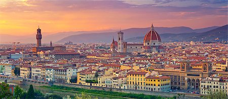 simsearch:400-08256817,k - Panoramic image of Florence, Italy during beautiful sunset. Foto de stock - Super Valor sin royalties y Suscripción, Código: 400-08553456