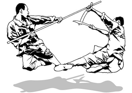 simsearch:400-07101892,k - Kung-Fu Fighters Sketch - Black and White Illustration, Vector Stock Photo - Budget Royalty-Free & Subscription, Code: 400-08553672